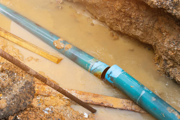 repair the plumbing broken pipe and water flow in hole repair the plumbing broken pipe and water flow in hole